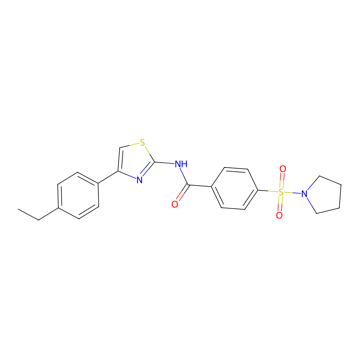 N-(4-(4-ethylphenyl)thiazol-2-yl)-4-(pyrrolidin-1-ylsulfonyl)benzamide molecular structure, CAS 313528-81-3