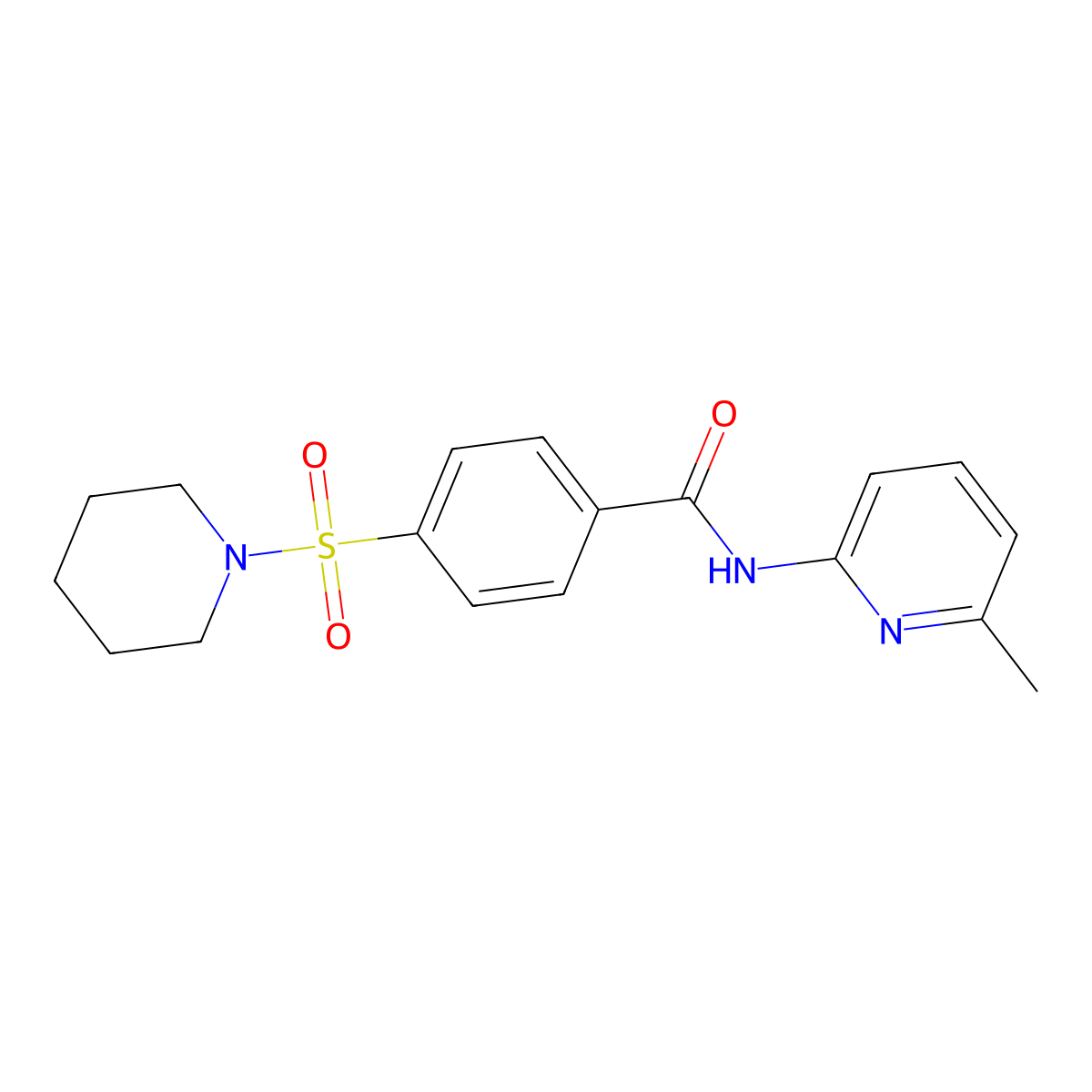 N-(6-methylpyridin-2-yl)-4-piperidin-1-ylsulfonylbenzamide molecular structure, CAS 313529-16-7