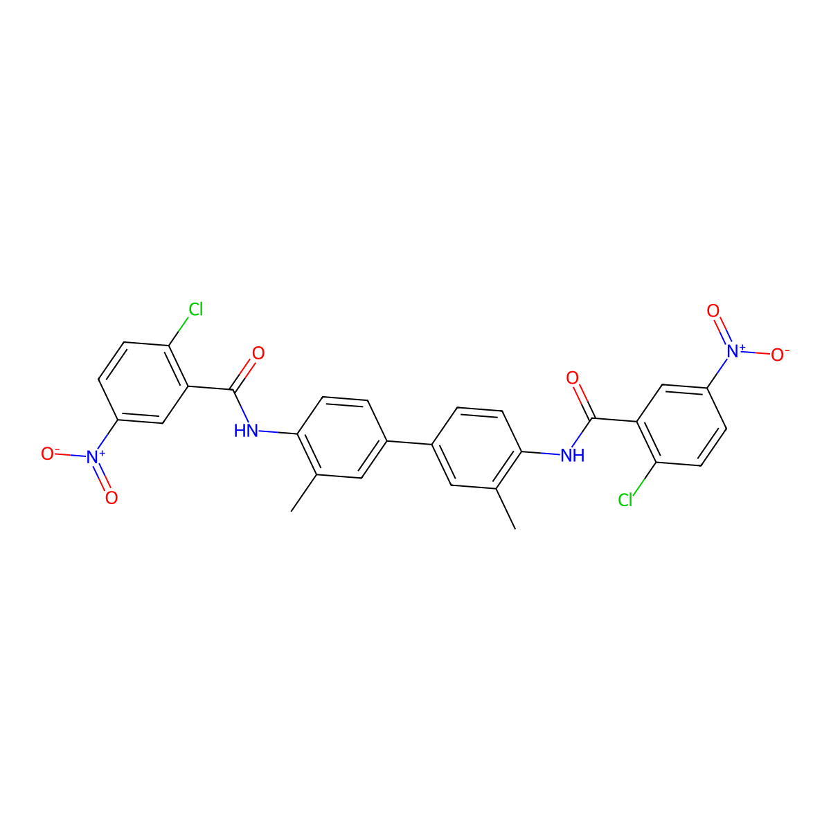 2-chloro-N-[4-[4-[(2-chloro-5-nitrobenzoyl)amino]-3-methylphenyl]-2-methylphenyl]-5-nitrobenzamide molecular structure, CAS 313529-42-9