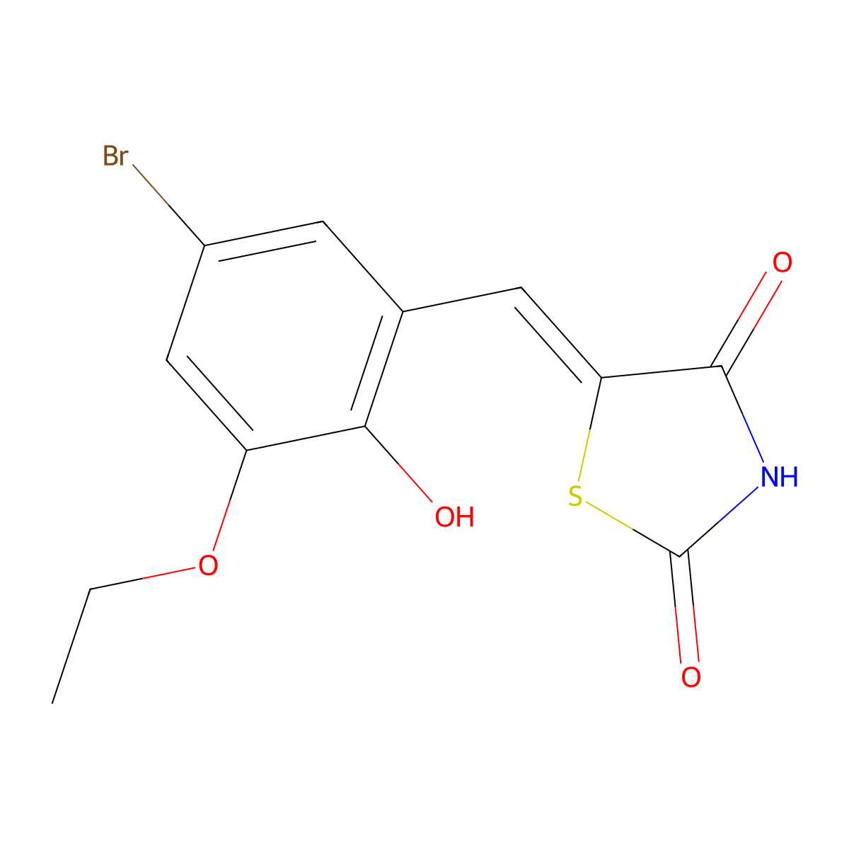 (E)-5-(5-Bromo-3-ethoxy-2-hydroxybenzylidene)thiazolidine-2,4-dione molecular structure, CAS 313530-35-7