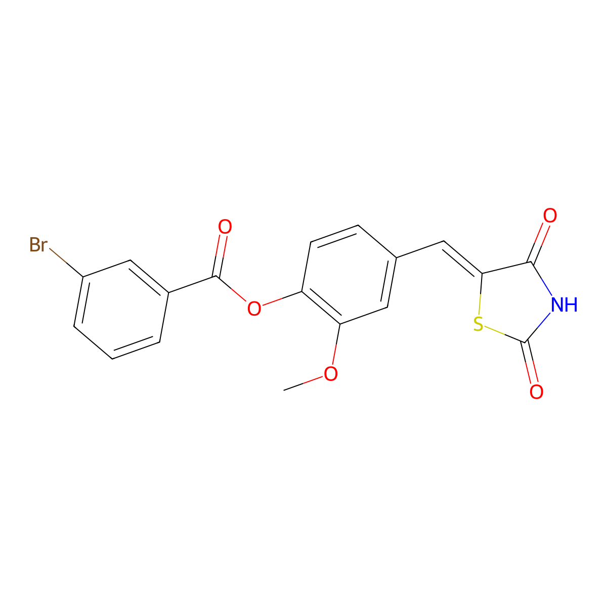 4-[(2,4-Dioxo-5-thiazolidinylidene)methyl]-2-methoxyphenyl 3-bromobenzoate molecular structure, CAS 313530-36-8