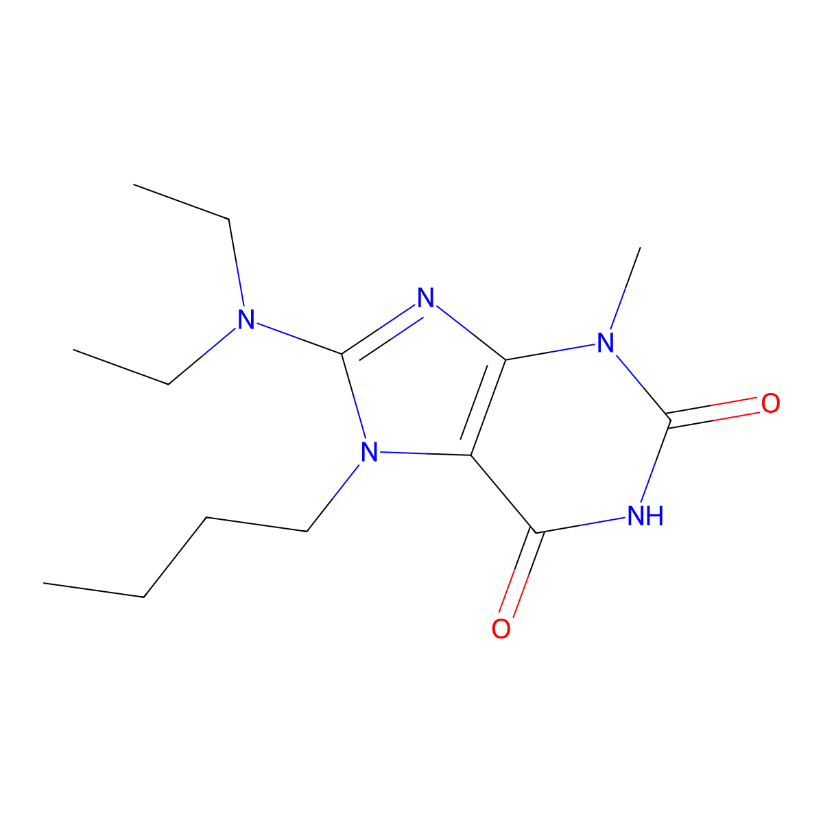 7-Butyl-8-(diethylamino)-3-methylpurine-2,6-dione molecular structure, CAS 313530-98-2