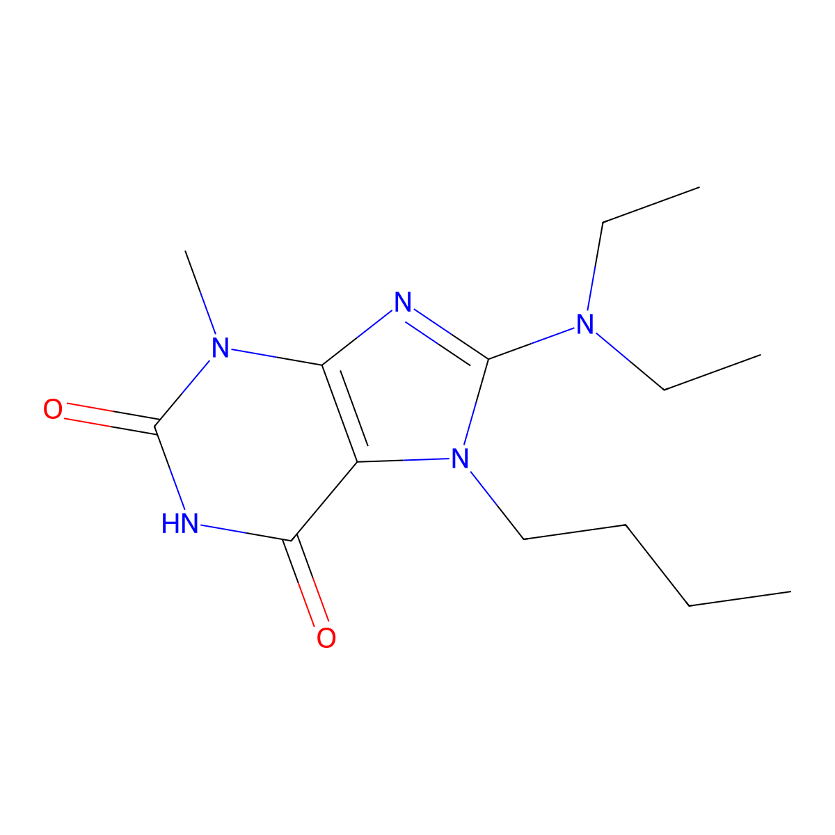 7-Butyl-8-(diethylamino)-3-methylpurine-2,6-dione molecular structure, CAS 313530-98-2