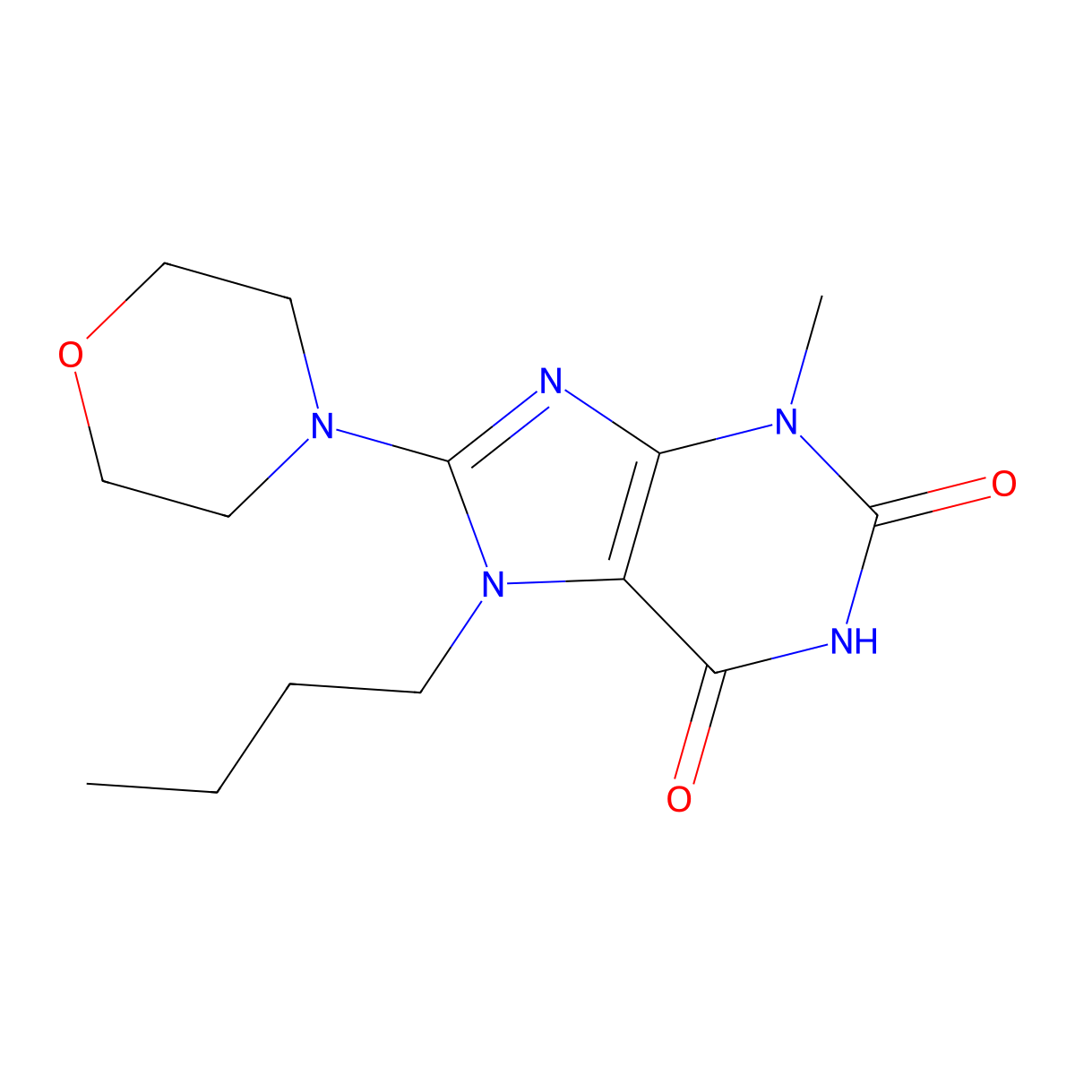 7-butyl-3-methyl-8-morpholino-1H-purine-2,6(3H,7H)-dione molecular structure, CAS 313531-00-9
