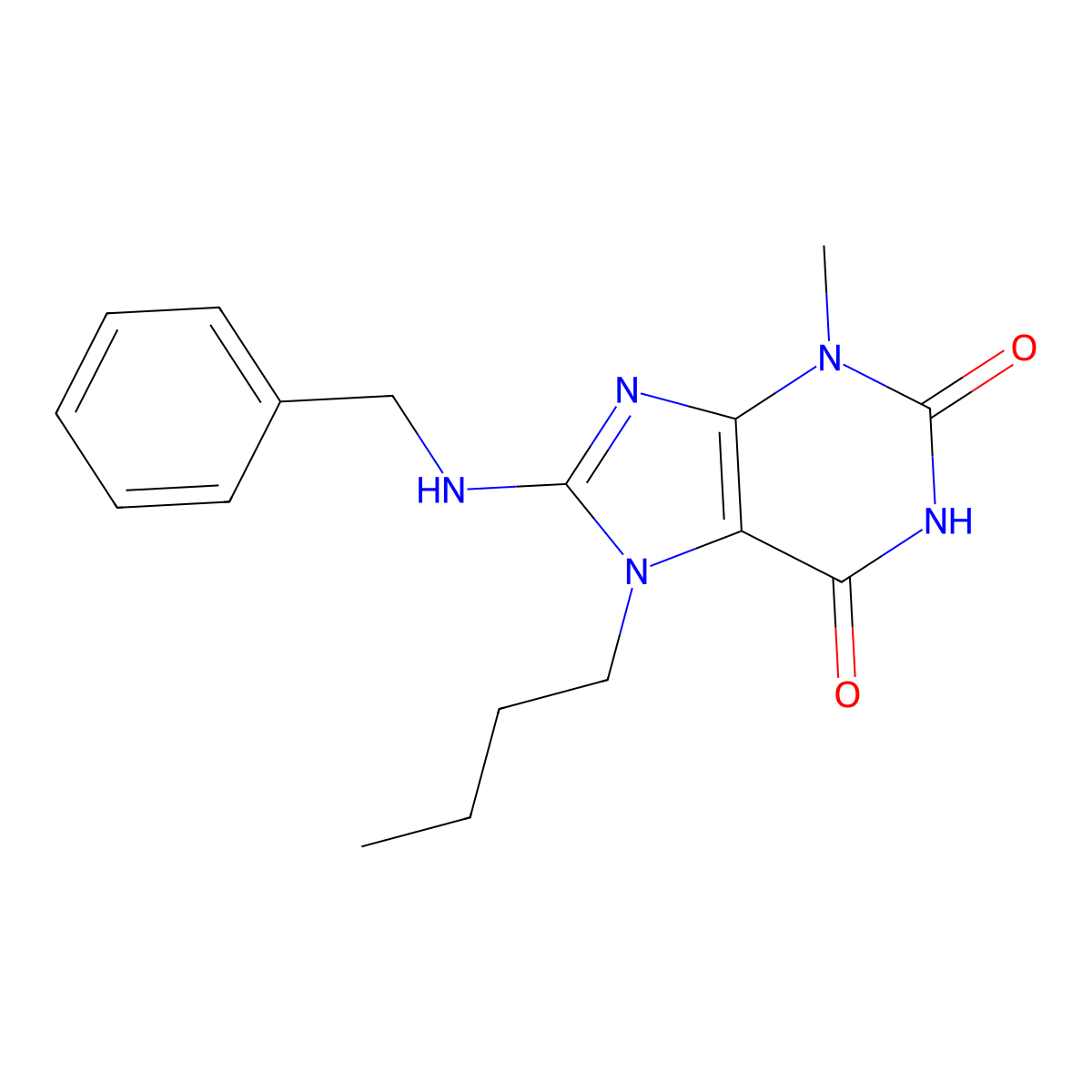8-(benzylamino)-7-butyl-3-methyl-1H-purine-2,6(3H,7H)-dione molecular structure, CAS 313531-03-2