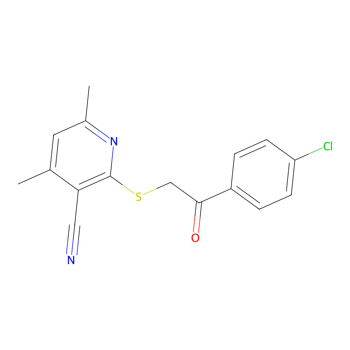 2-[2-(4-Chlorophenyl)-2-oxoethyl]sulfanyl-4,6-dimethylpyridine-3-carbonitrile molecular structure, CAS 313531-21-4