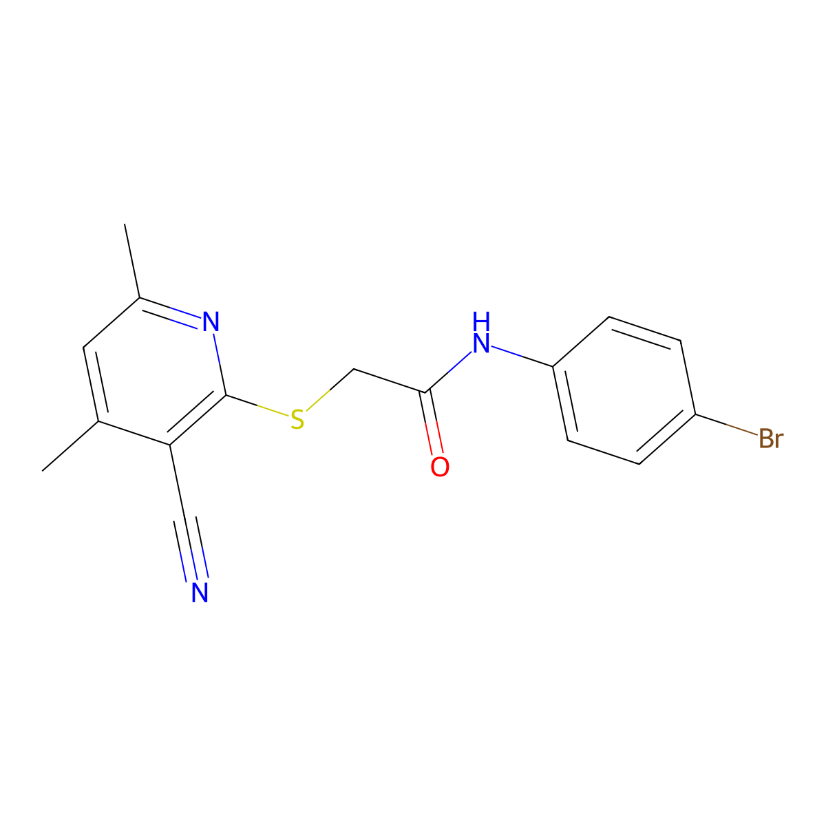 N-(4-bromophenyl)-2-[(3-cyano-4,6-dimethylpyridin-2-yl)sulfanyl]acetamide molecular structure, CAS 313531-24-7