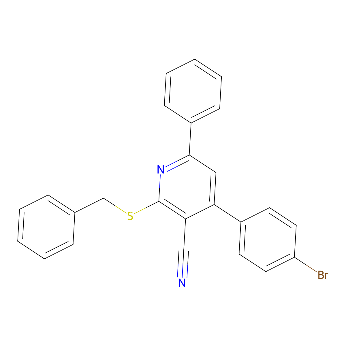 2-Benzylsulfanyl-4-(4-bromophenyl)-6-phenylpyridine-3-carbonitrile molecular structure, CAS 313531-27-0