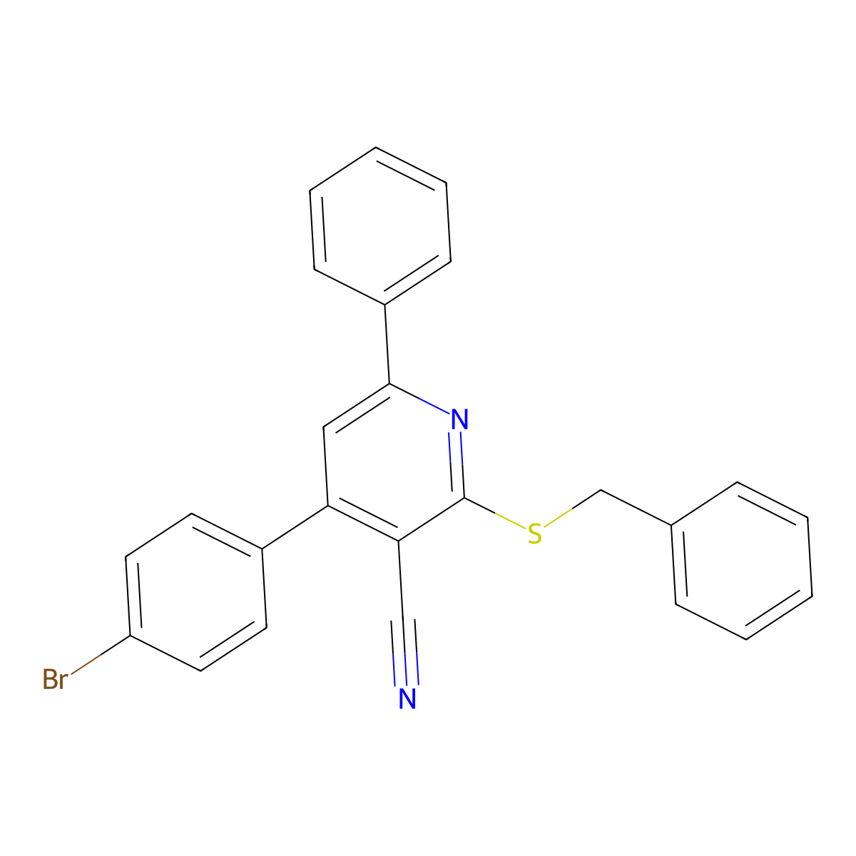 2-Benzylsulfanyl-4-(4-bromophenyl)-6-phenylpyridine-3-carbonitrile molecular structure, CAS 313531-27-0