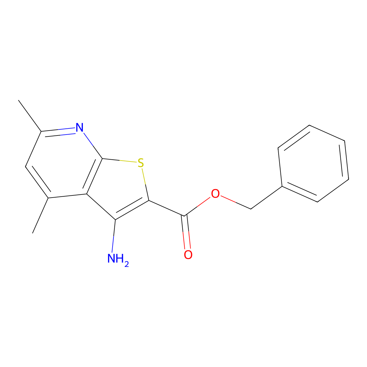 Benzyl 3-amino-4,6-dimethylthieno[2,3-b]pyridine-2-carboxylate molecular structure, CAS 313531-28-1