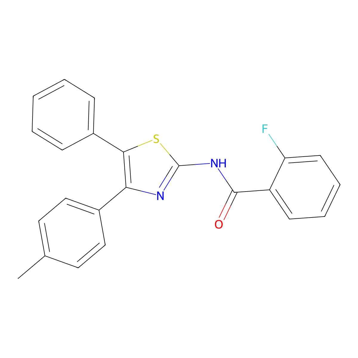 (Z)-2-fluoro-N-(5-phenyl-4-(p-tolyl)thiazol-2(3H)-ylidene)benzamide molecular structure, CAS 313531-45-2