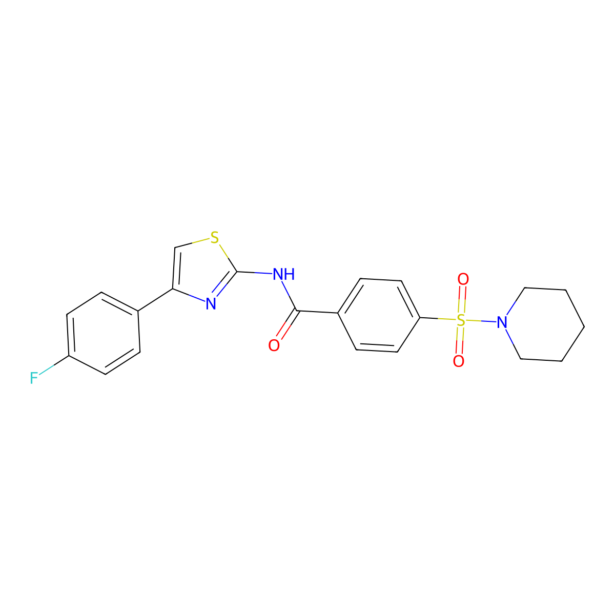 N-[4-(4-fluorophenyl)-1,3-thiazol-2-yl]-4-(piperidinosulfonyl)benzamide molecular structure, CAS 313531-47-4