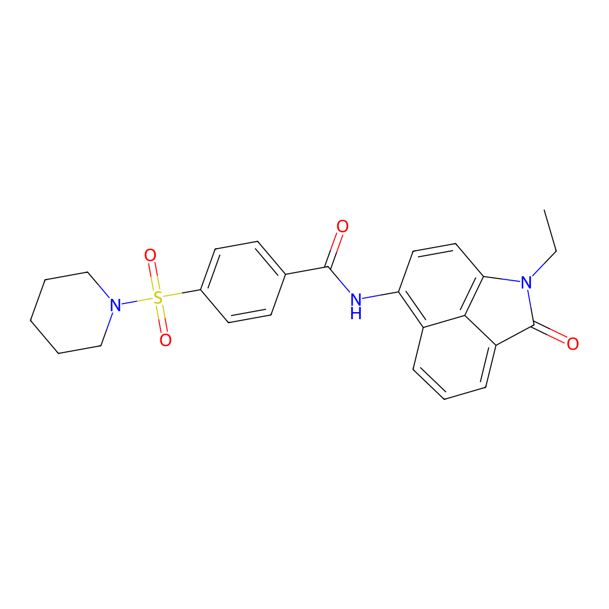 N-(1-ethyl-2-oxo-1,2-dihydrobenzo[cd]indol-6-yl)-4-(piperidin-1-ylsulfonyl)benzamide molecular structure, CAS 313531-59-8