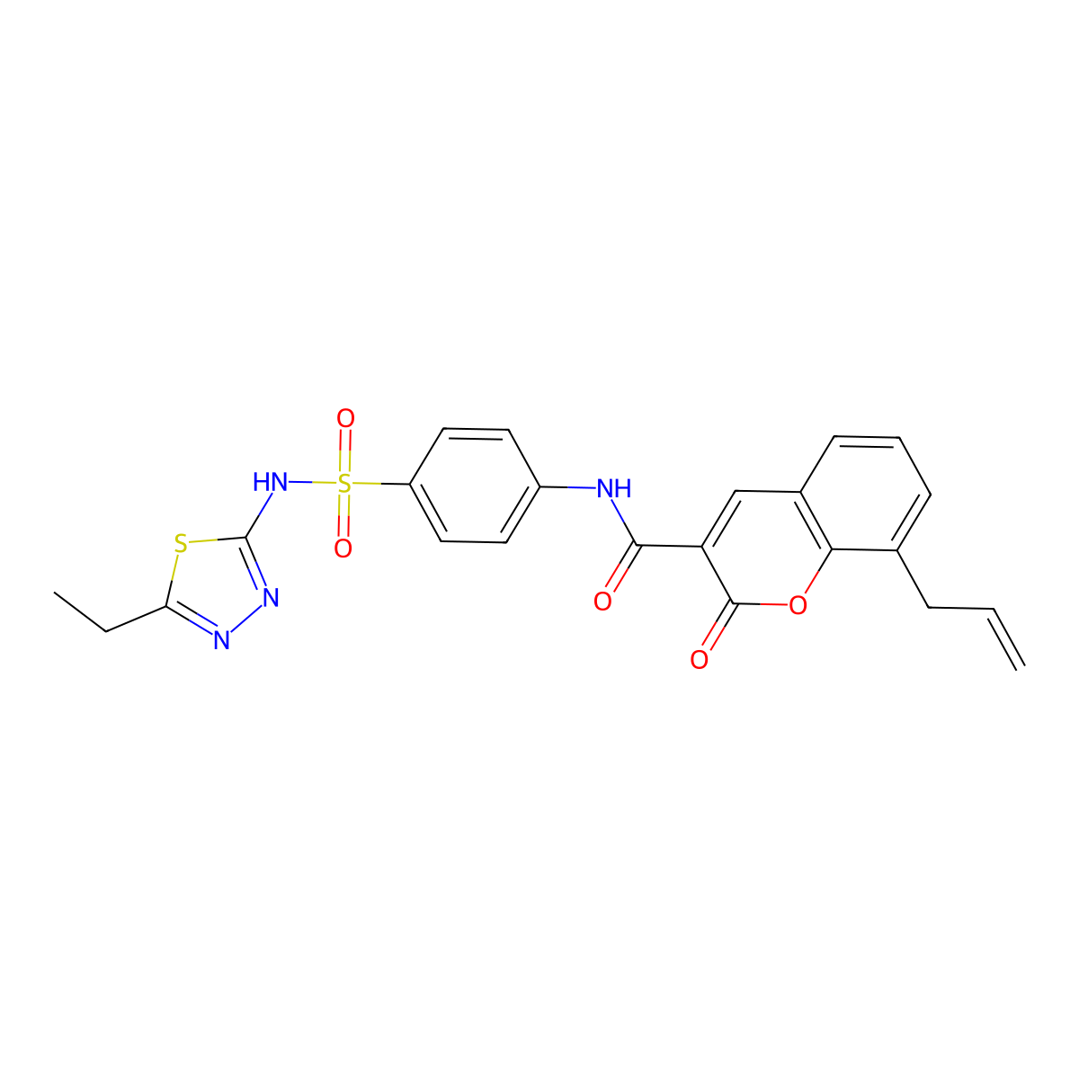 N-[4-[(5-ethyl-1,3,4-thiadiazol-2-yl)sulfamoyl]phenyl]-2-oxo-8-prop-2-enylchromene-3-carboxamide molecular structure, CAS 313533-30-1