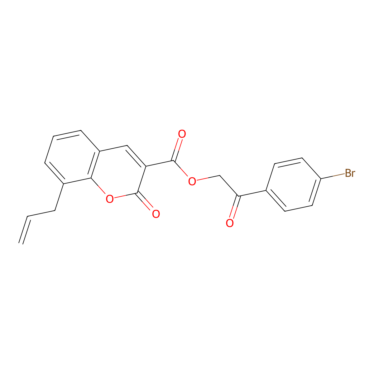 2-(4-bromophenyl)-2-oxoethyl 2-oxo-8-(prop-2-en-1-yl)-2H-chromene-3-carboxylate molecular structure, CAS 313533-32-3