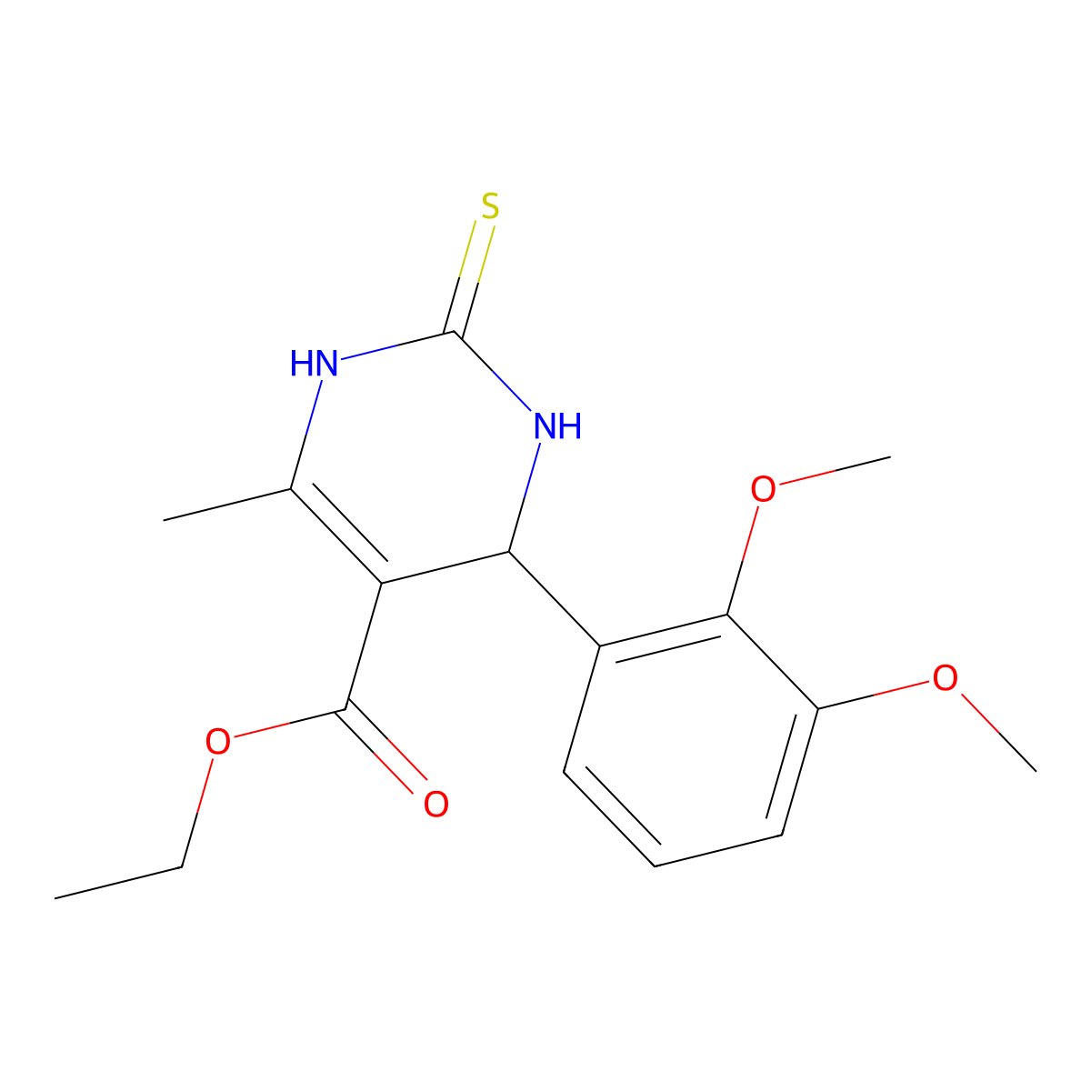 Ethyl 4-(2,3-dimethoxyphenyl)-6-methyl-2-thioxo-1,2,3,4-tetrahydropyrimidine-5-carboxylate molecular structure, CAS 313533-44-7