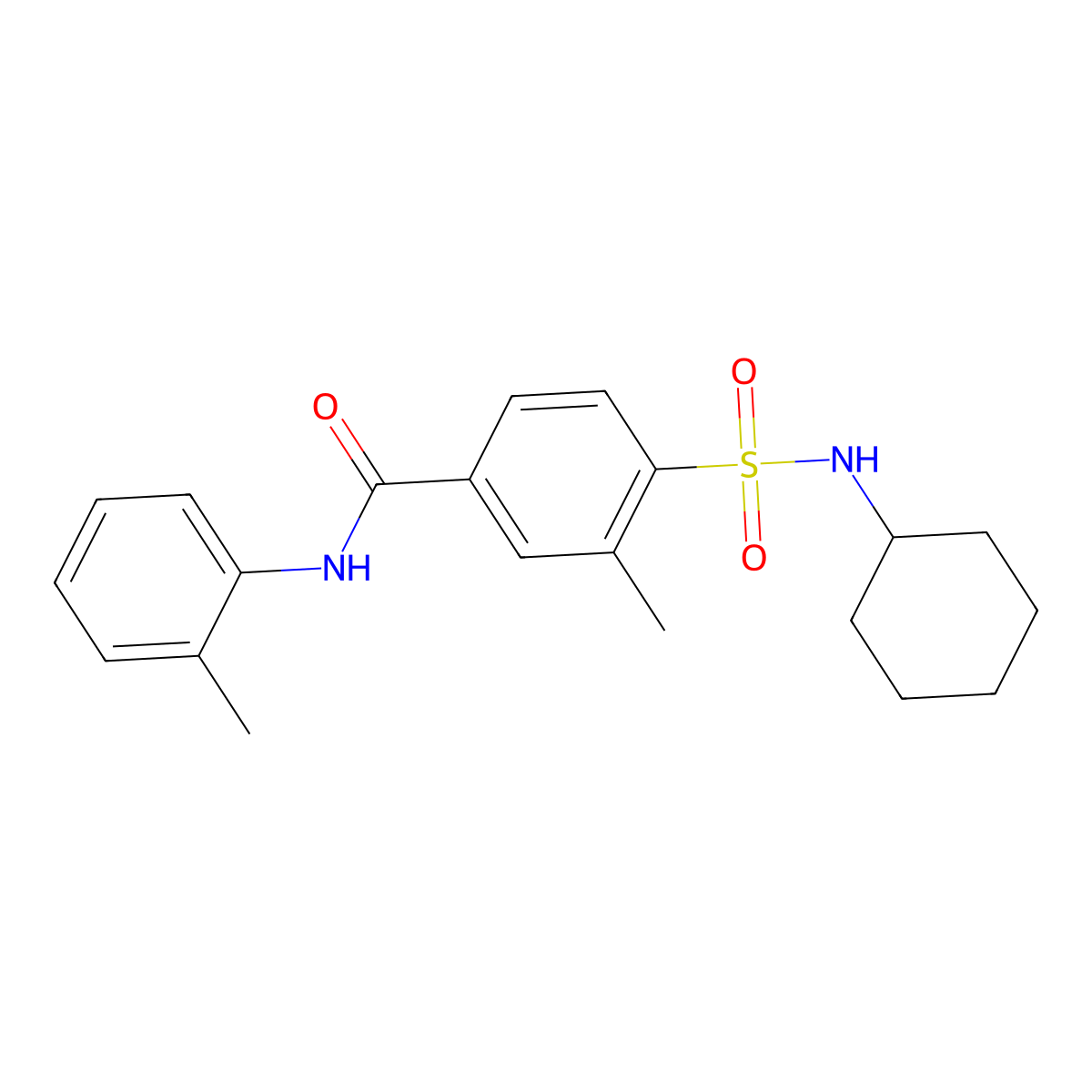 4-[(cyclohexylamino)sulfonyl]-3-methyl-N-(2-methylphenyl)benzamide molecular structure, CAS 313533-45-8