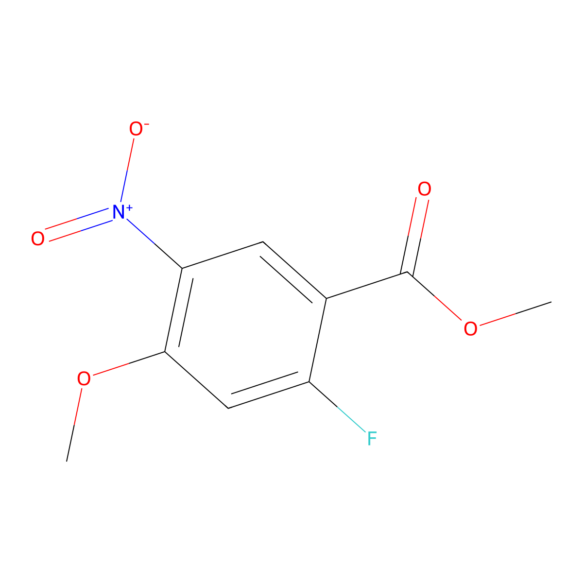 Methyl 2-fluoro-4-methoxy-5-nitrobenzoate molecular structure, CAS 313533-91-4