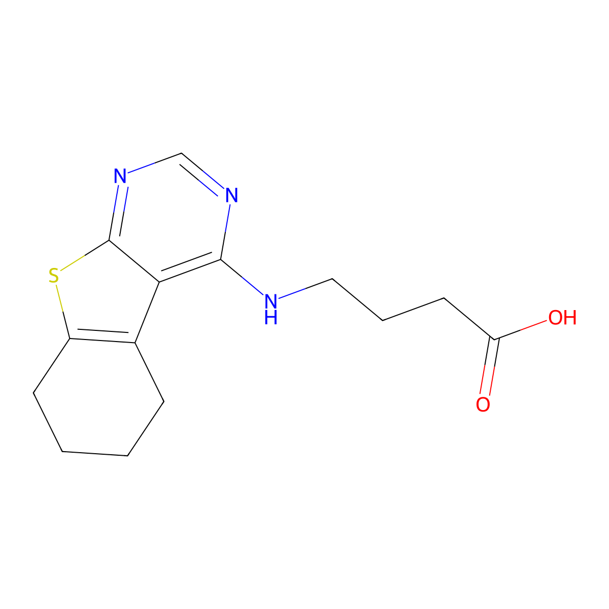 4-(5,6,7,8-Tetrahydro-benzo[4,5]thieno[2,3-d]-pyrimidin-4-ylamino)-butyric acid molecular structure, CAS 313534-23-5