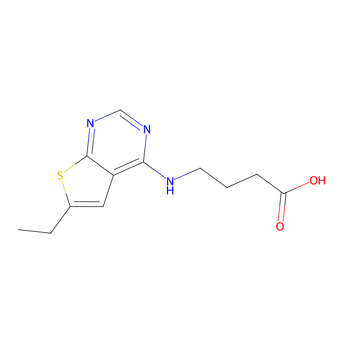 4-(6-Ethyl-thieno[2,3-d]pyrimidin-4-ylamino)-butyric acid molecular structure, CAS 313534-30-4