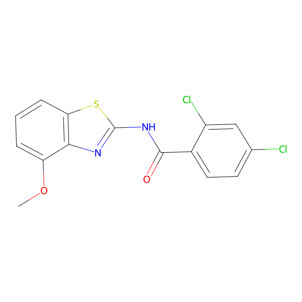 2,4-dichloro-N-(4-methoxy-1,3-benzothiazol-2-yl)benzamide molecular structure, CAS 313535-06-7