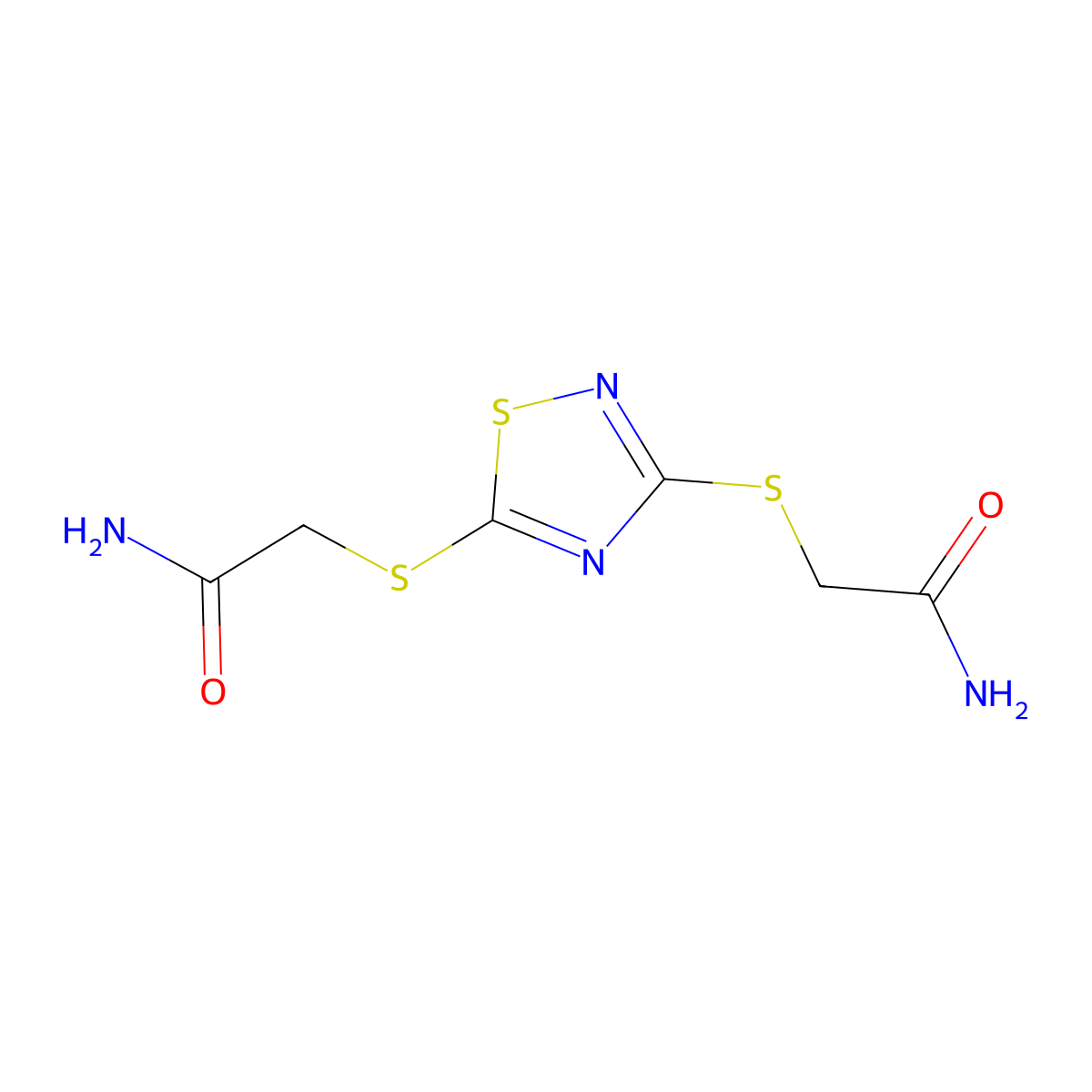 2-((3-((2-Amino-2-oxoethyl)thio)-1,2,4-thiadiazol-5-YL)thio)acetamide molecular structure, CAS 313536-59-3