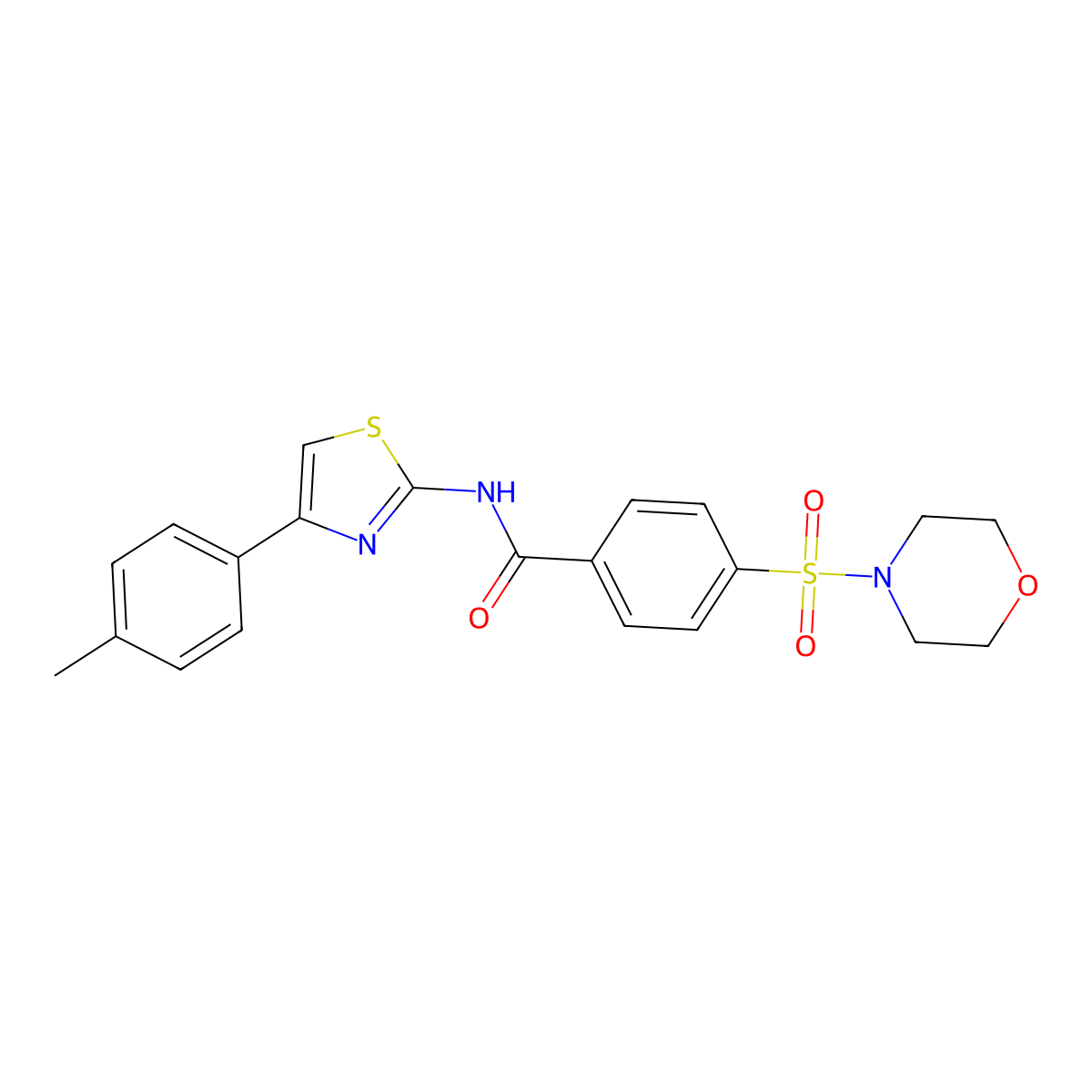 4-(morpholinosulfonyl)-N-(4-(p-tolyl)thiazol-2-yl)benzamide molecular structure, CAS 313537-98-3