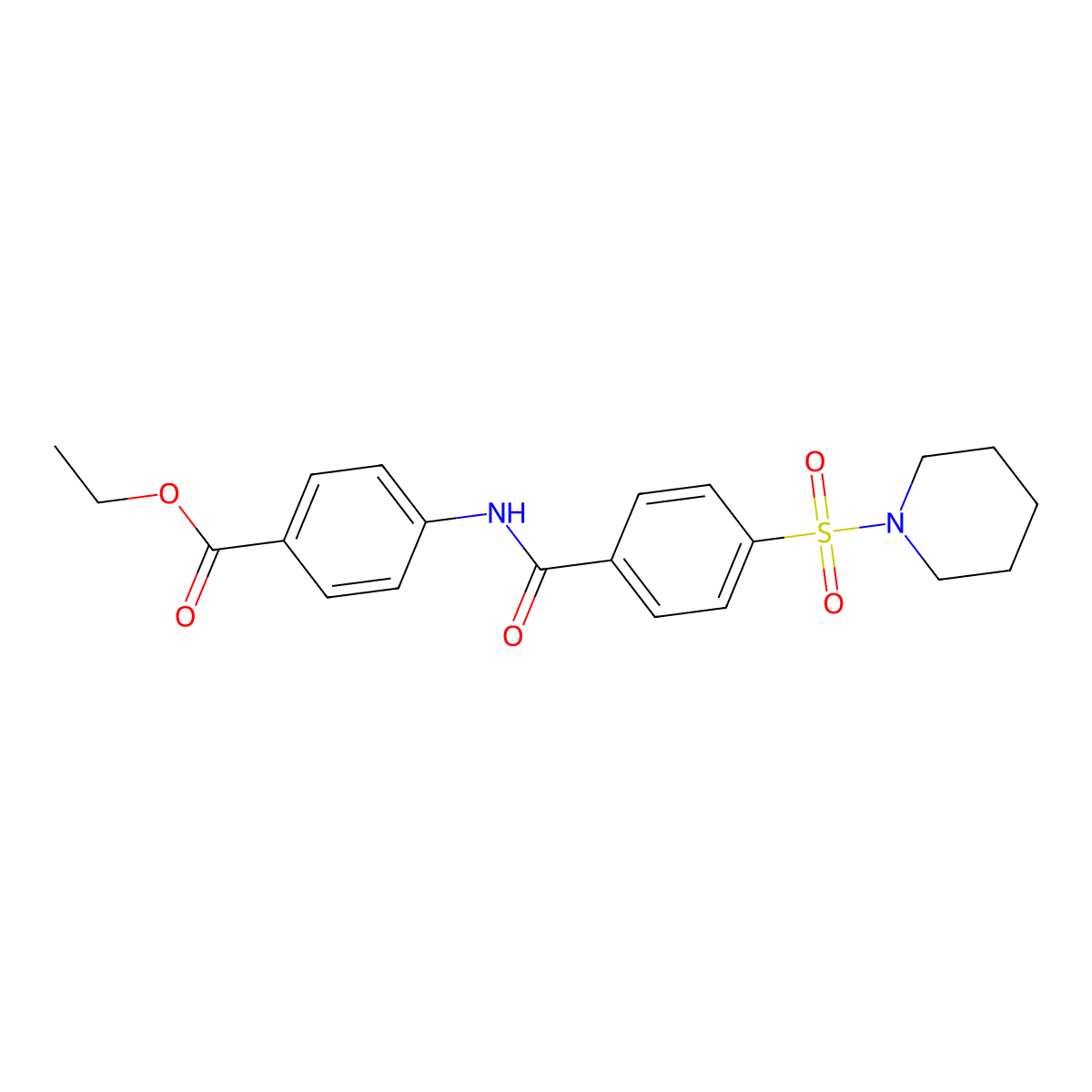 Ethyl 4-(4-(piperidin-1-ylsulfonyl)benzamido)benzoate molecular structure, CAS 313537-99-4