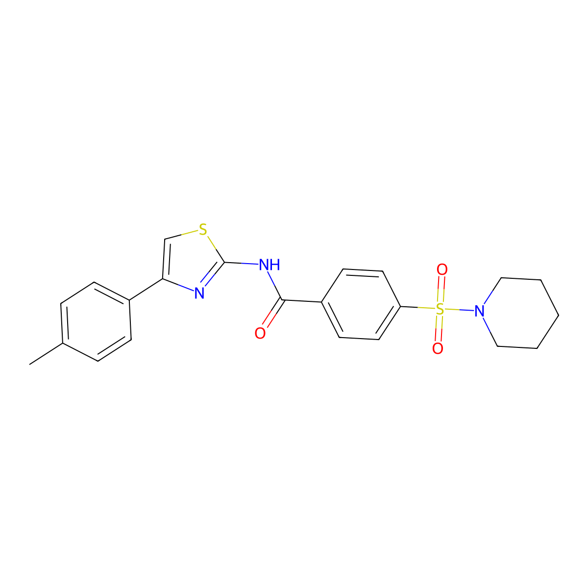 N-[4-(4-methylphenyl)-1,3-thiazol-2-yl]-4-(piperidine-1-sulfonyl)benzamide molecular structure, CAS 313538-00-0