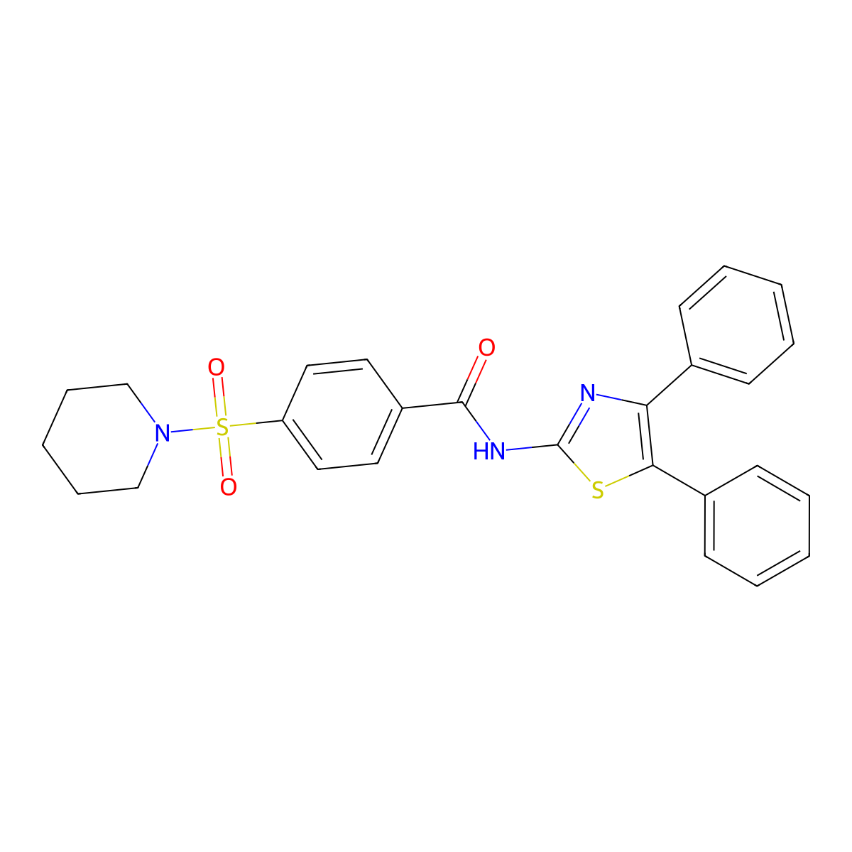 N-(4,5-diphenylthiazol-2-yl)-4-(piperidin-1-ylsulfonyl)benzamide molecular structure, CAS 313538-01-1