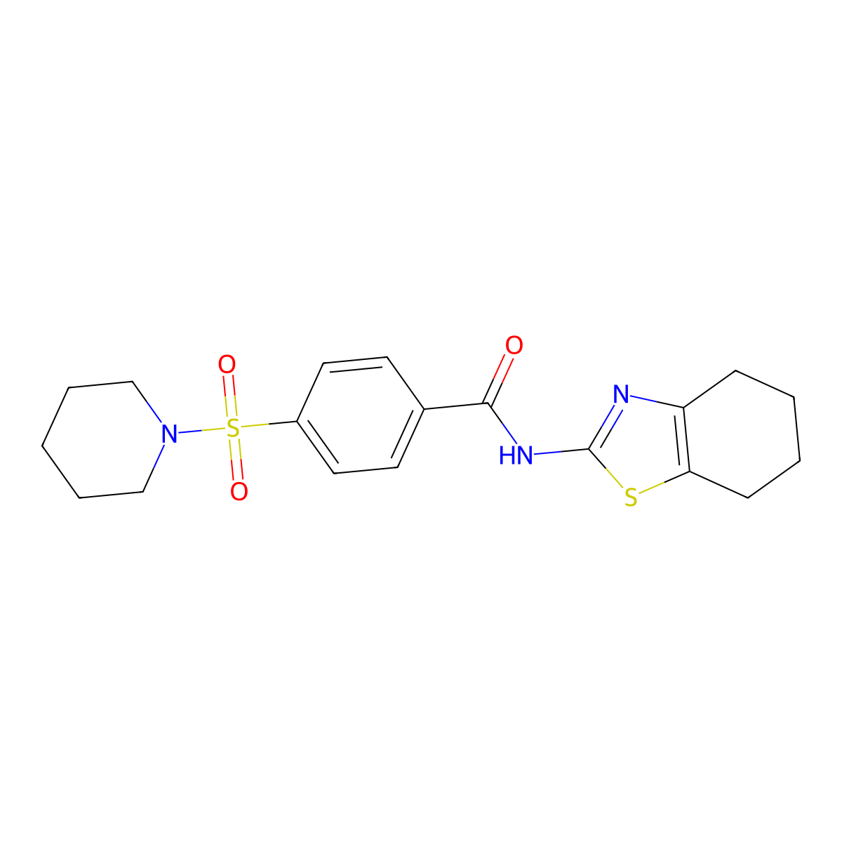 4-(piperidin-1-ylsulfonyl)-N-(4,5,6,7-tetrahydrobenzo[d]thiazol-2-yl)benzamide molecular structure, CAS 313538-02-2