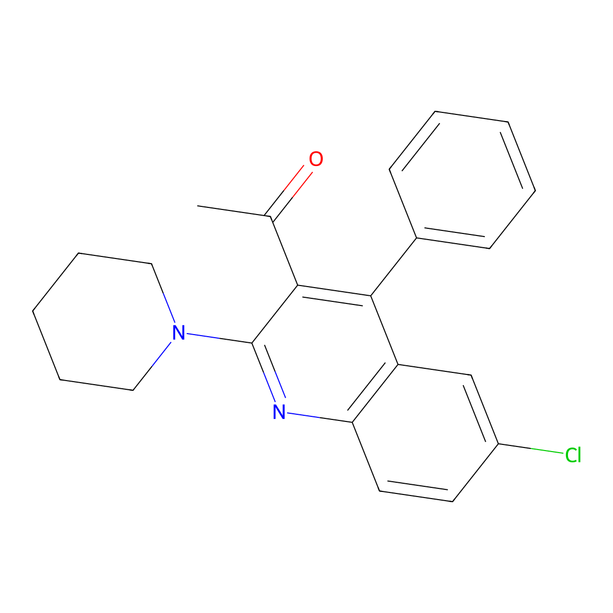 1-(6-Chloro-4-phenyl-2-(piperidin-1-yl)quinolin-3-yl)ethanone molecular structure, CAS 313538-03-3