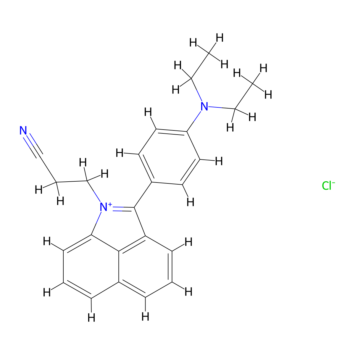Benz(cd)indolium, 1-(2-cyanoethyl)-2-(4-(diethylamino)phenyl)-, chloride (1:1) molecular structure, CAS 31354-66-2