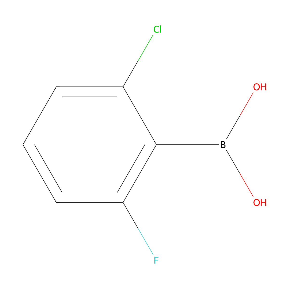 2-Chloro-6-fluorophenylboronic acid molecular structure, CAS 313545-32-3