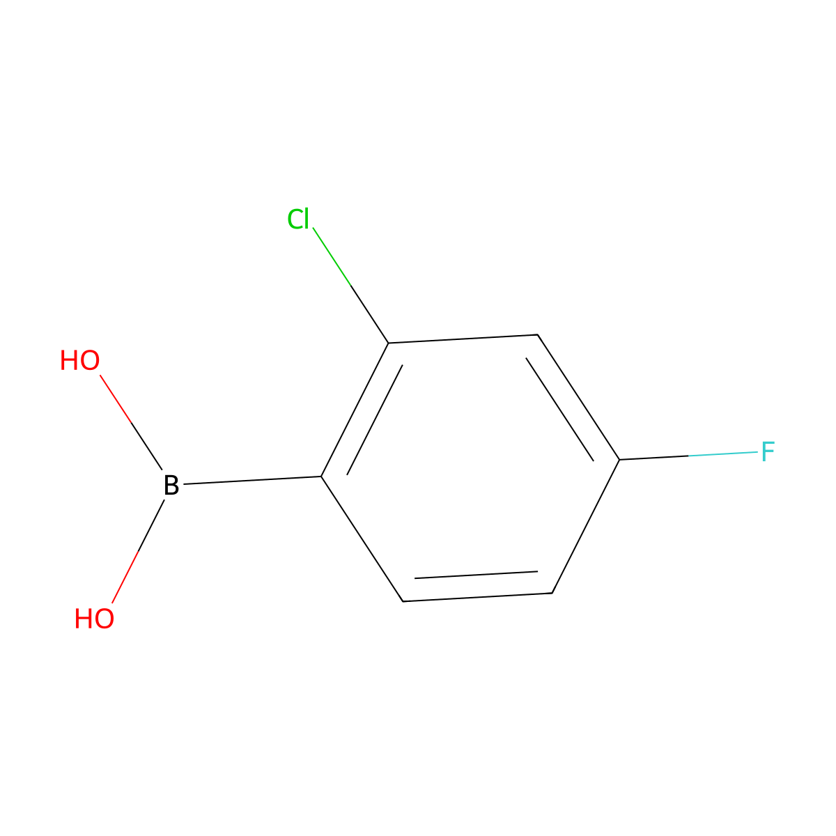 2-Chloro-4-fluorobenzeneboronic acid molecular structure, CAS 313545-72-1