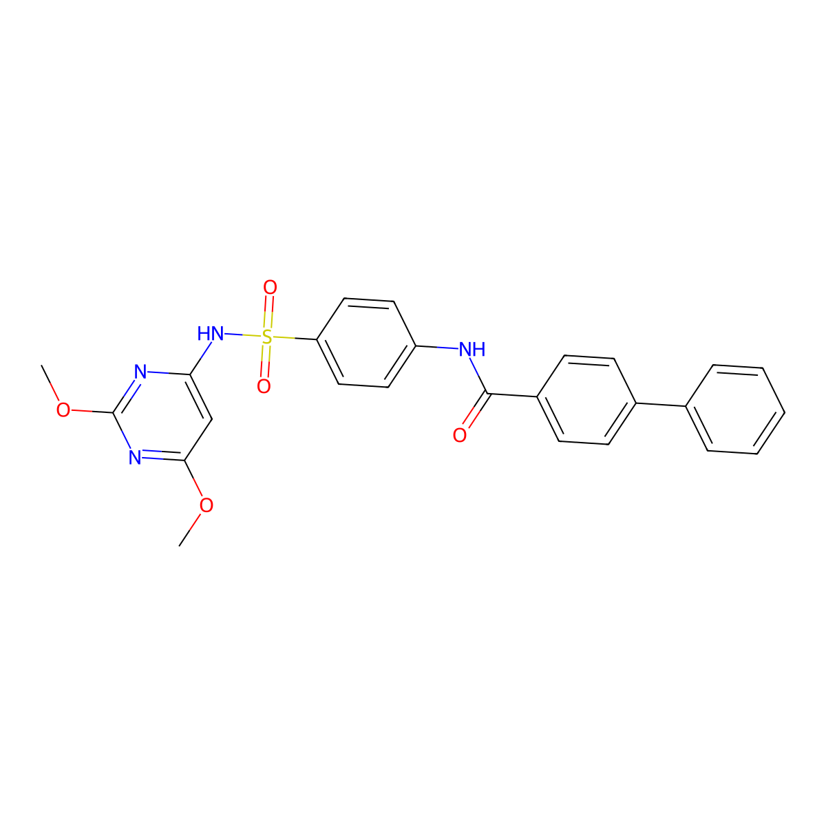 N-[4-[(2,6-dimethoxypyrimidin-4-yl)sulfamoyl]phenyl]-4-phenylbenzamide molecular structure, CAS 313548-40-2
