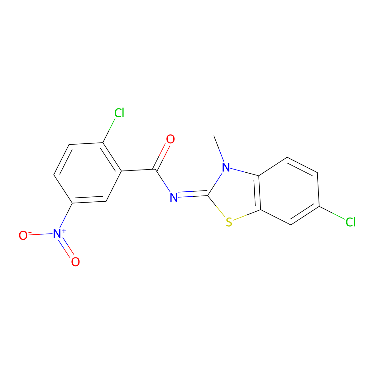 2-chloro-N-(6-chloro-3-methyl-1,3-benzothiazol-2-ylidene)-5-nitrobenzamide molecular structure, CAS 313548-42-4