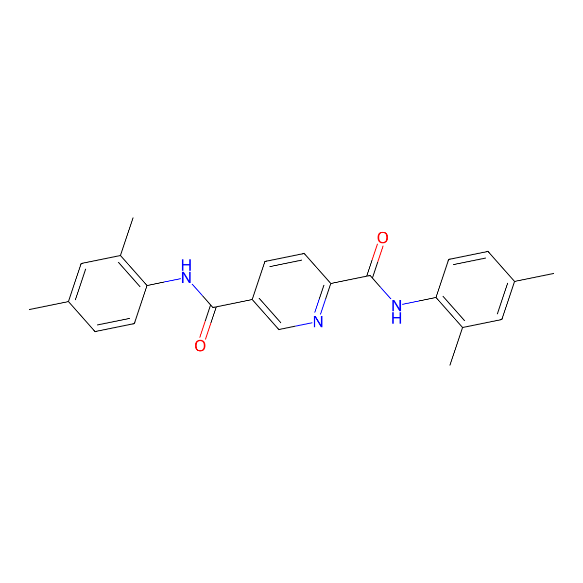 2-N,5-N-bis(2,4-dimethylphenyl)pyridine-2,5-dicarboxamide molecular structure, CAS 313548-63-9