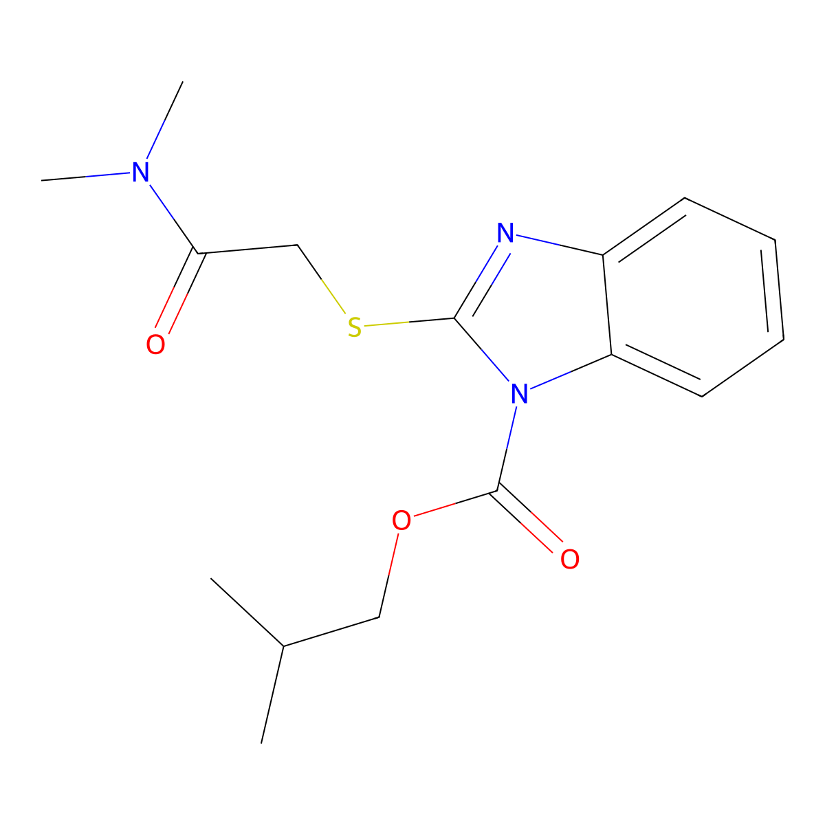Benzimidazole-1-carboxylic acid, 2-dimethylaminocarbonylmethylthio-, isobutyl ester molecular structure, CAS 313548-85-5