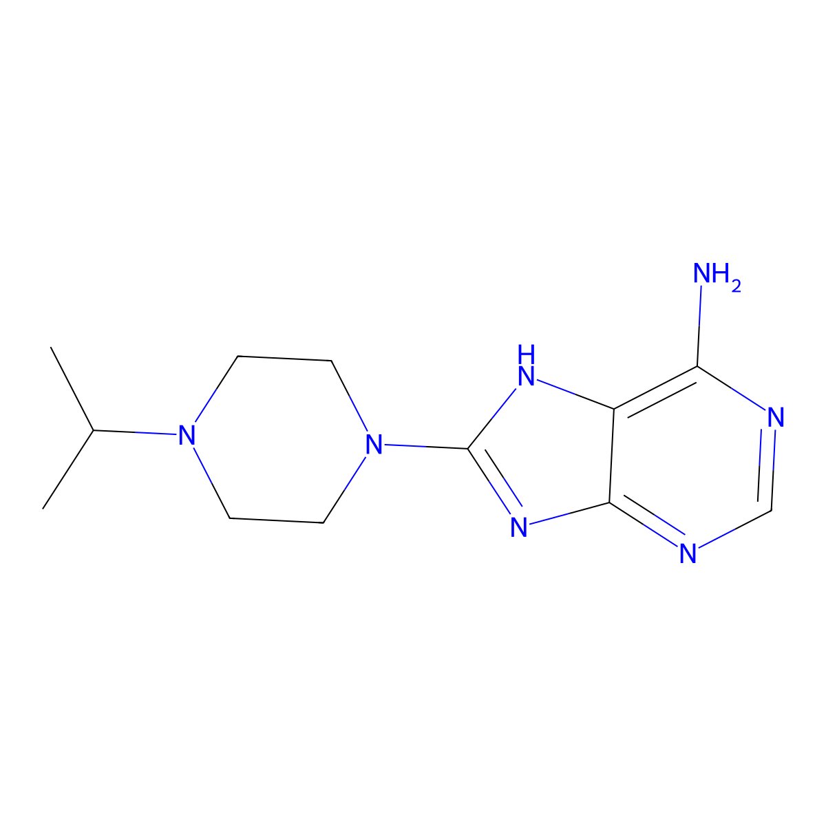 8-(4-propan-2-ylpiperazin-1-yl)-7H-purin-6-amine molecular structure, CAS 313548-89-9