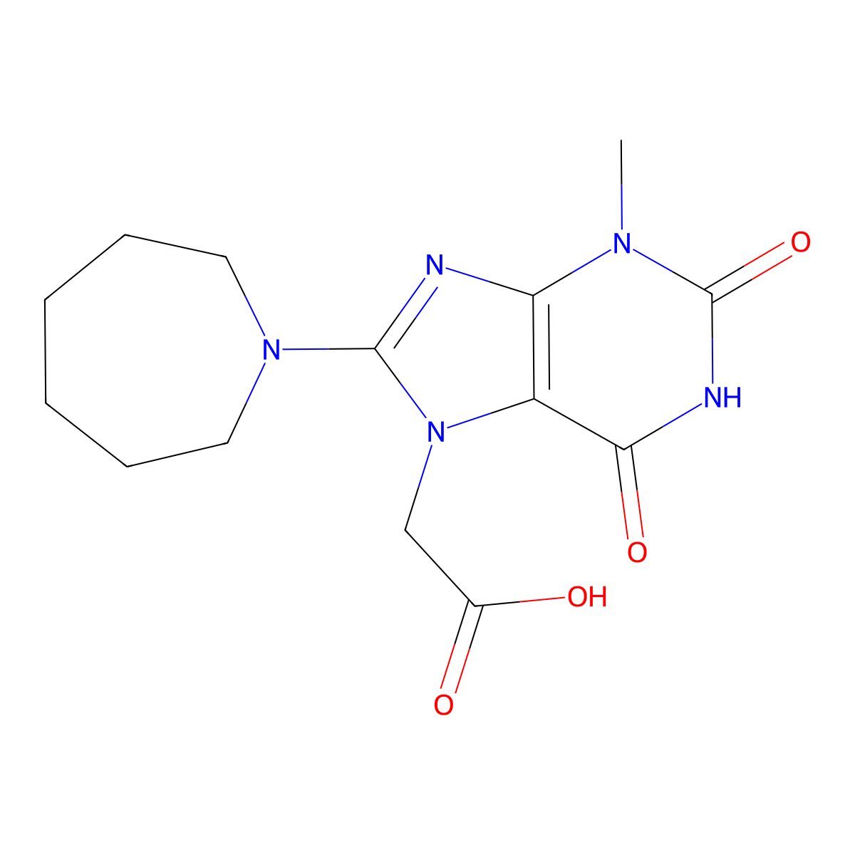 2-(8-(azepan-1-yl)-3-methyl-2,6-dioxo-2,3-dihydro-1H-purin-7(6H)-yl)acetic acid molecular structure, CAS 313549-56-3
