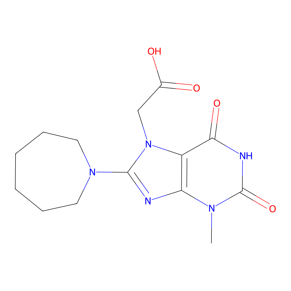 2-(8-(azepan-1-yl)-3-methyl-2,6-dioxo-2,3-dihydro-1H-purin-7(6H)-yl)acetic acid molecular structure, CAS 313549-56-3