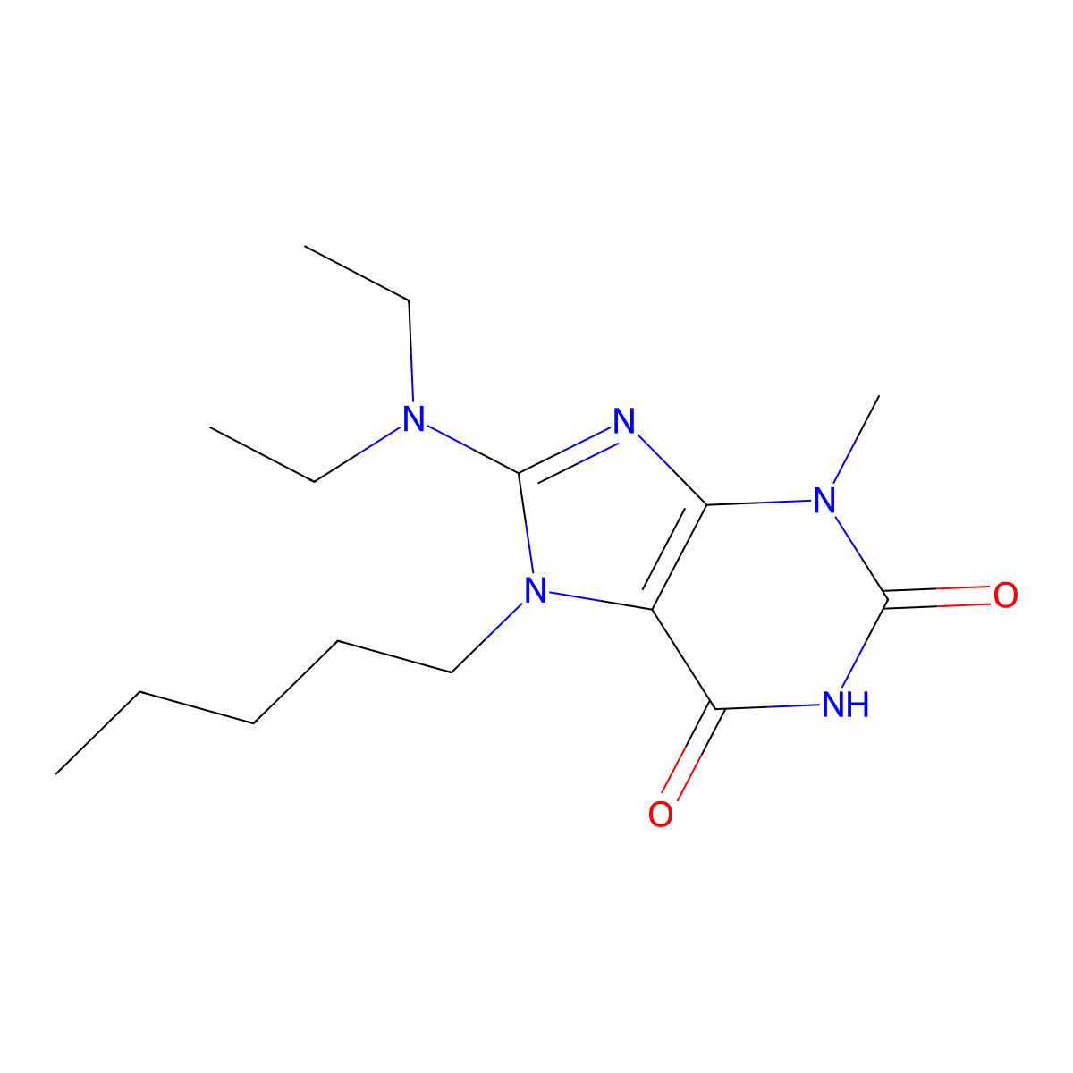 8-(diethylamino)-3-methyl-7-pentyl-1H-purine-2,6(3H,7H)-dione molecular structure, CAS 313549-57-4