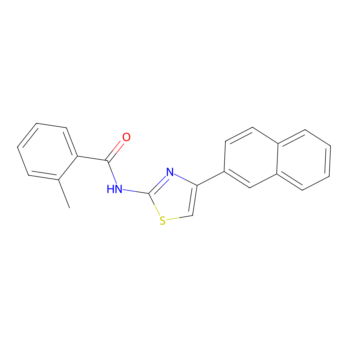 Benzamide, 2-methyl-N-[4-(2-naphthyl)-2-thiazolyl]- molecular structure, CAS 313549-65-4