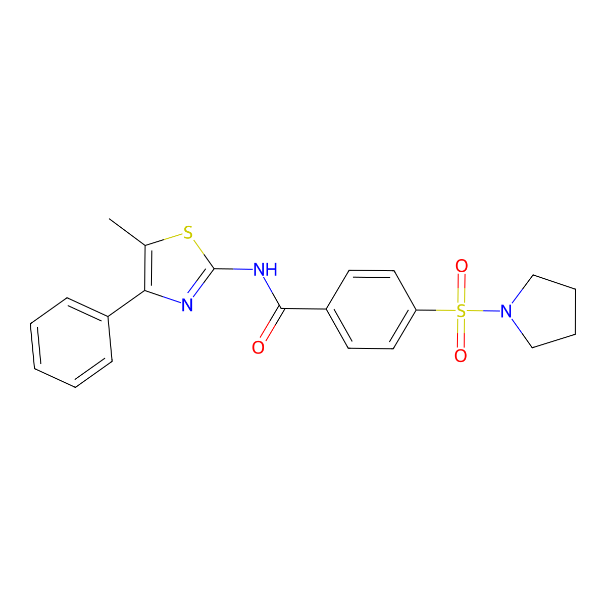 N-(5-methyl-4-phenylthiazol-2-yl)-4-(pyrrolidin-1-ylsulfonyl)benzamide molecular structure, CAS 313549-72-3