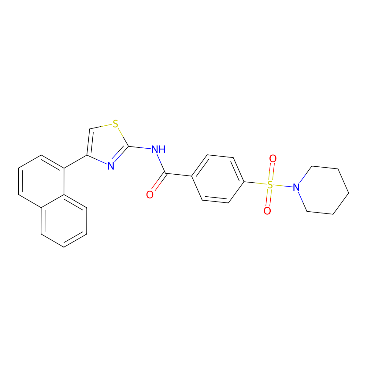 N-(4-naphthalen-1-yl-1,3-thiazol-2-yl)-4-piperidin-1-ylsulfonylbenzamide molecular structure, CAS 313549-98-3