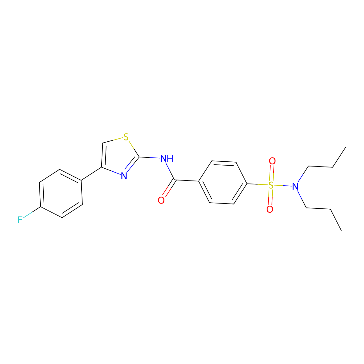 4-(dipropylsulfamoyl)-N-[4-(4-fluorophenyl)-1,3-thiazol-2-yl]benzamide molecular structure, CAS 313549-99-4