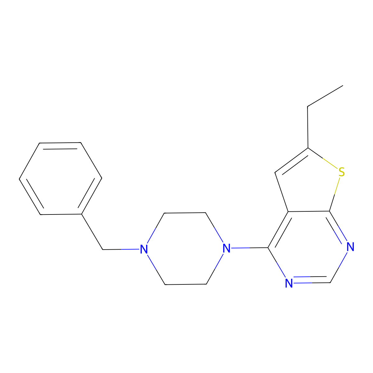 4-(4-Benzylpiperazin-1-yl)-6-ethylthieno[2,3-d]pyrimidine molecular structure, CAS 313550-59-3