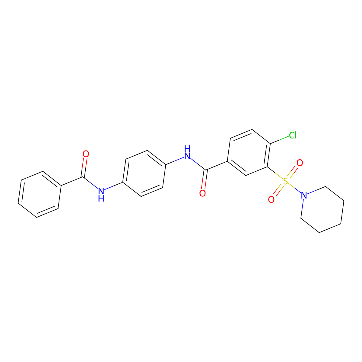 N-(4-Benzamidophenyl)-4-chloro-3-(piperidin-1-ylsulfonyl)benzamide molecular structure, CAS 313550-72-0