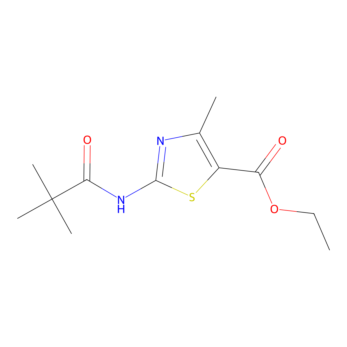 Ethyl 2-(2,2-dimethylpropanoylamino)-4-methyl-1,3-thiazole-5-carboxylate molecular structure, CAS 313551-46-1
